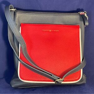 Tommy Hilfiger Red/White/Navy Small Vegan Leatherette Crossbody Bag